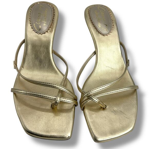 Circus NY Sam Edelman Gold Leaf Metallic Kitten Heels Size 8 Dress Sandals EUC - Picture 2 of 14